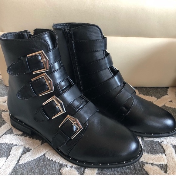 Shoes - SIZE 6 NEW BLACK BOOTS WITH BUCKLES